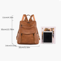 Casual Vintage Backpack Solid Rucksack Women's Travel Daypack