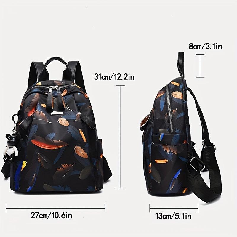 Butterfly Feather Pattern Backpack Zipper Daypack Travel Schoolbag