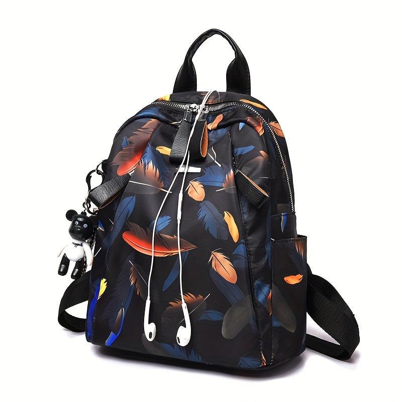 Butterfly Feather Pattern Backpack Zipper Daypack Travel Schoolbag
