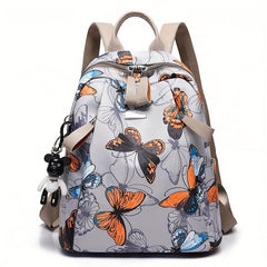 Butterfly Feather Pattern Backpack Zipper Daypack Travel Schoolbag