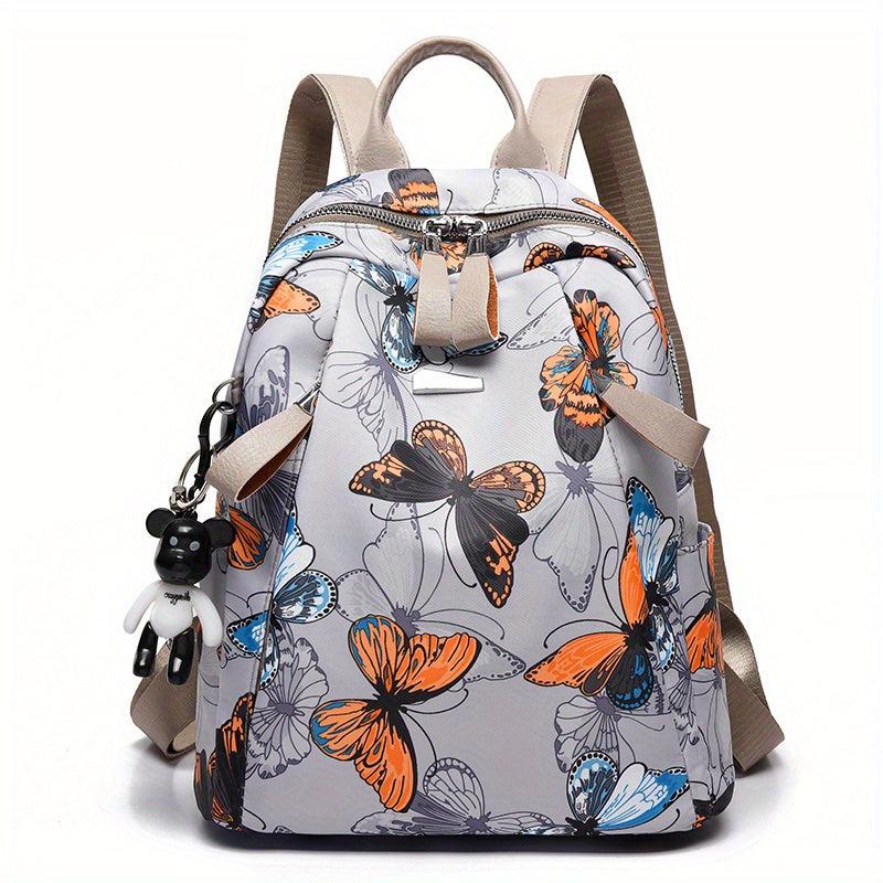 Butterfly Feather Pattern Backpack Zipper Daypack Travel Schoolbag
