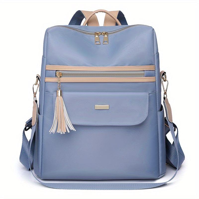 Oxford Cloth Laptop Backpack with Tassel Decor