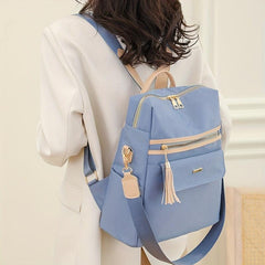 Oxford Cloth Laptop Backpack with Tassel Decor