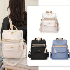 Oxford Cloth Laptop Backpack with Tassel Decor