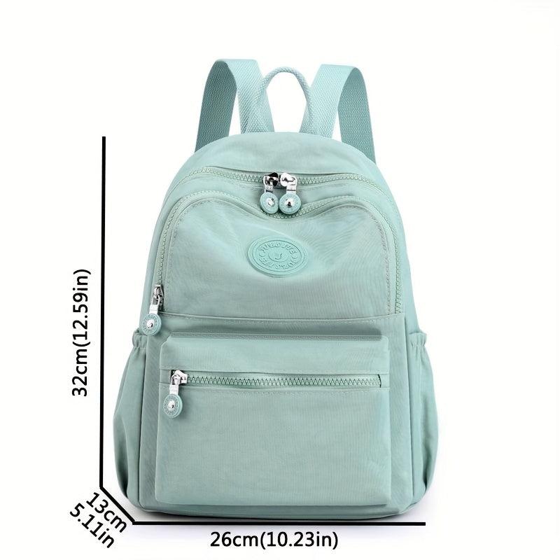Large Capacity Stylish Solid Nylon Zipper Backpack