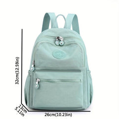 Large Capacity Stylish Solid Nylon Zipper Backpack