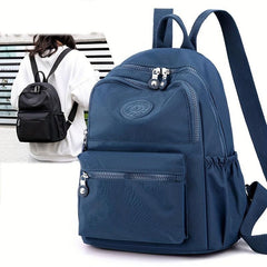 Large Capacity Stylish Solid Nylon Zipper Backpack