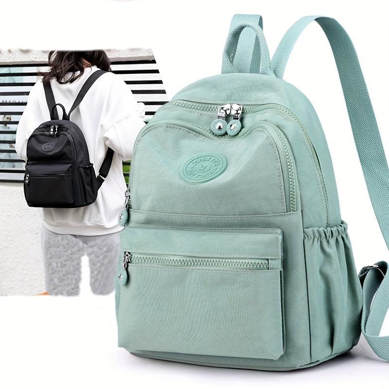 Large Capacity Stylish Solid Nylon Zipper Backpack