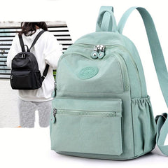Large Capacity Stylish Solid Nylon Zipper Backpack