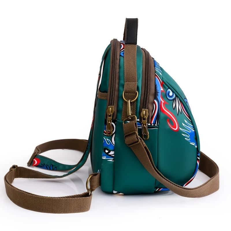 Nylon Backpack Retro Casual Large Capacity Shoulder Schoolbag