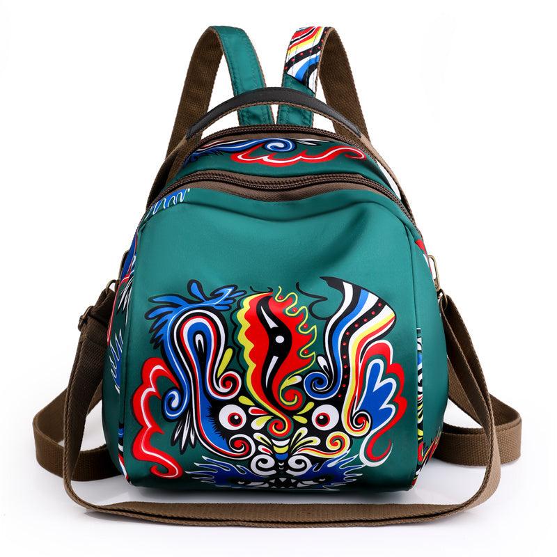 Nylon Backpack Retro Casual Large Capacity Shoulder Schoolbag