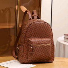 Vintage Argyle Print Small Backpack Daypack Women's Casual Bag