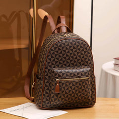 Vintage Argyle Print Small Backpack Daypack Women's Casual Bag