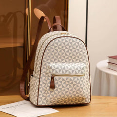 Vintage Argyle Print Small Backpack Daypack Women's Casual Bag