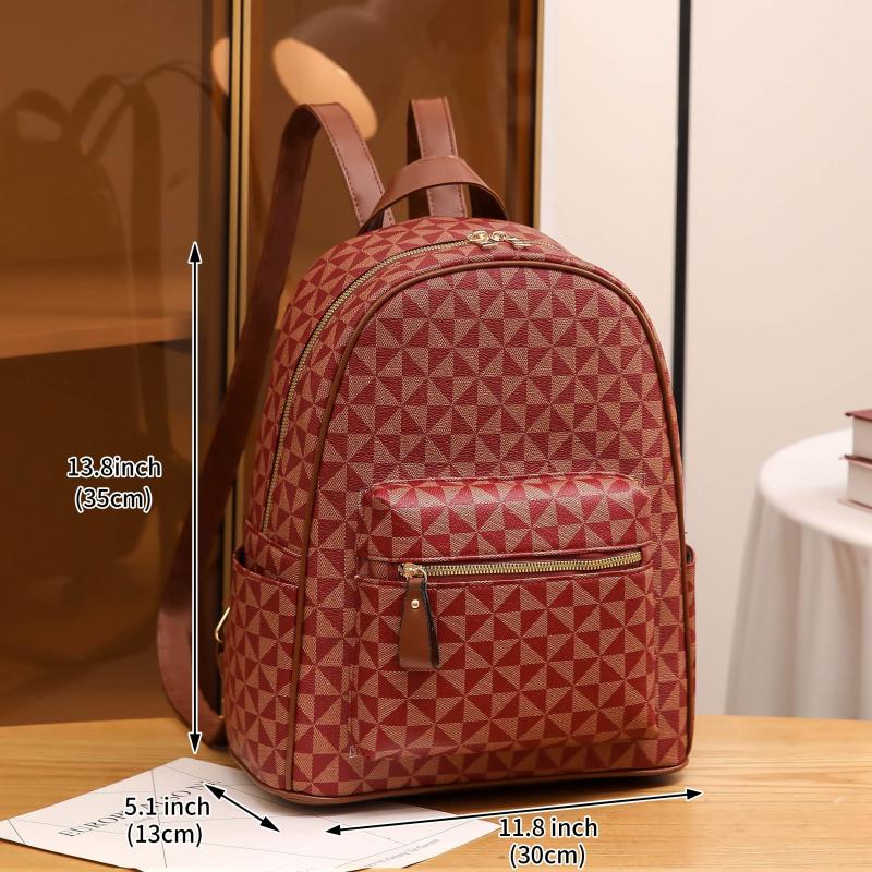 Vintage Argyle Print Small Backpack Daypack Women's Casual Bag