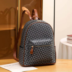 Vintage Argyle Print Small Backpack Daypack Women's Casual Bag