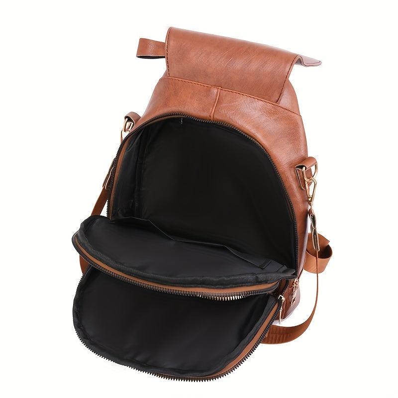 Vintage Flap Backpack Purse Two way PU Leather Shoulder Bag