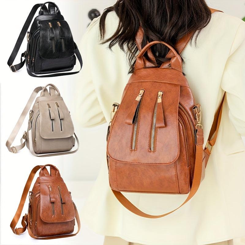 Vintage Flap Backpack Purse Two way PU Leather Shoulder Bag