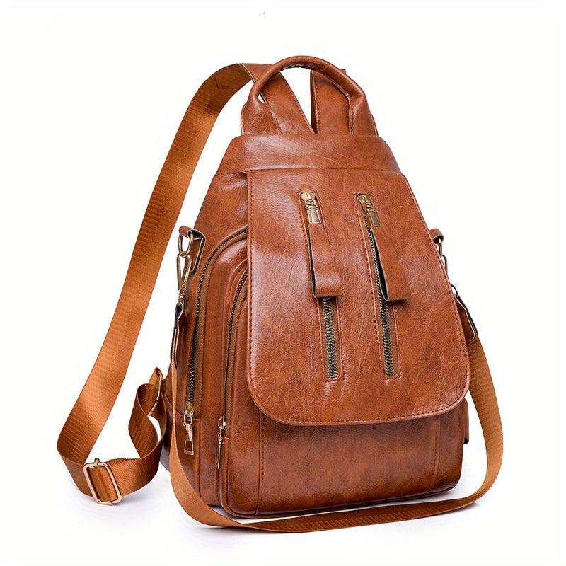 Vintage Flap Backpack Purse Two way PU Leather Shoulder Bag