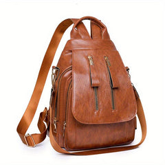 Vintage Flap Backpack Purse Two way PU Leather Shoulder Bag