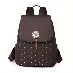 Flower Tassel Quilted Large Capacity Preppy Backpack