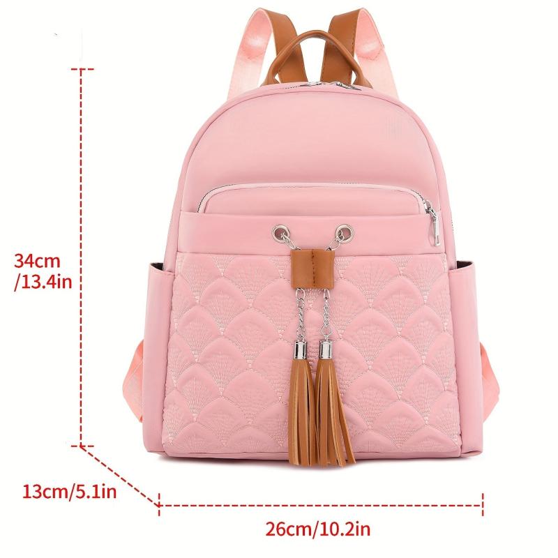 Embroidered Tassel Large Capacity Backpack