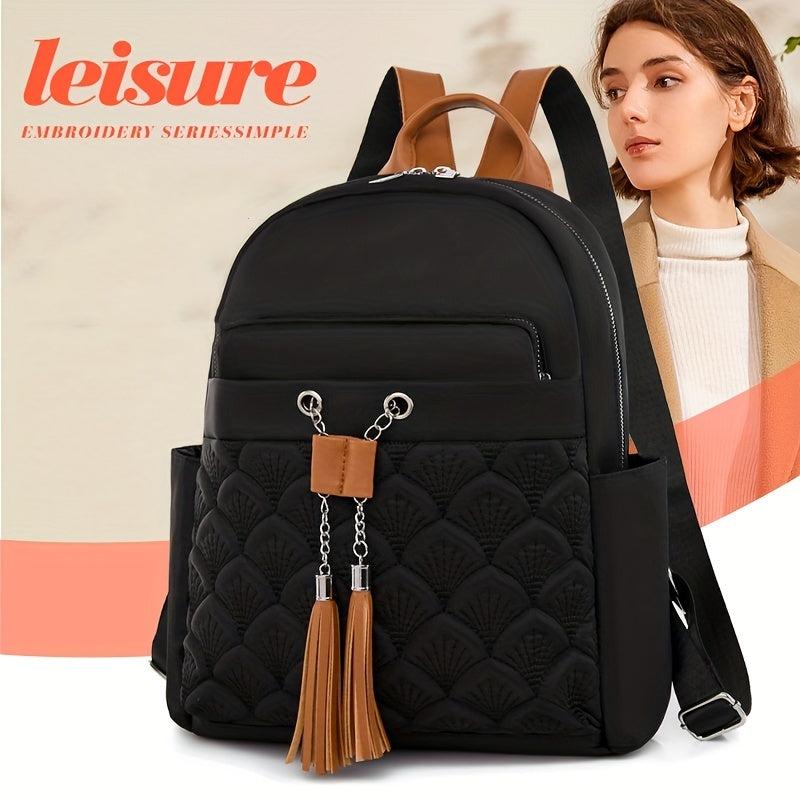 Embroidered Tassel Large Capacity Backpack