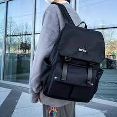 Nylon Flap Backpack Buckle Student Schoolbag Casual Travel Bookbag