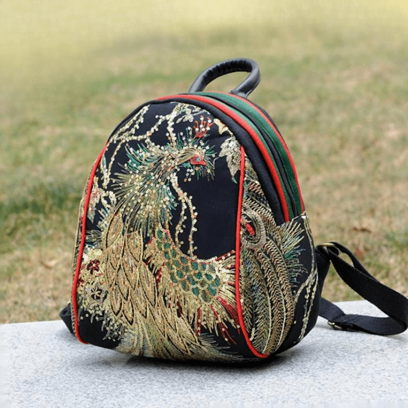 Phoenix Sequin Embroidery Mini Backpack For Women