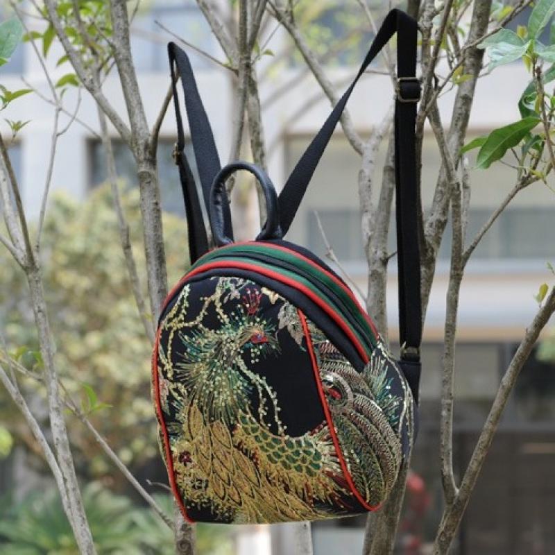 Phoenix Sequin Embroidery Mini Backpack For Women