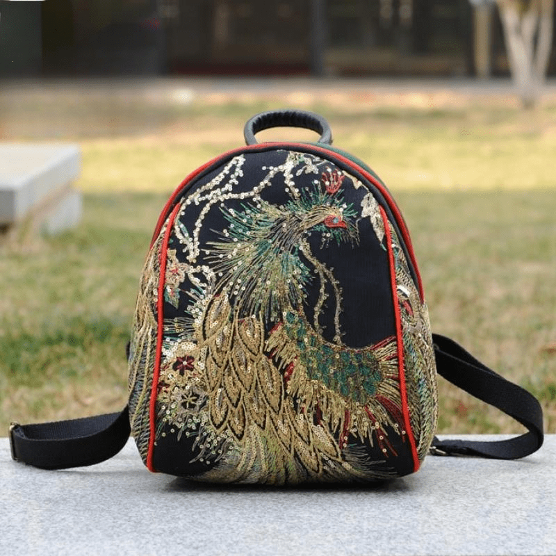 Phoenix Sequin Embroidery Mini Backpack For Women