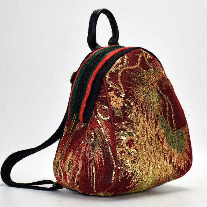 Phoenix Sequin Embroidery Mini Backpack For Women