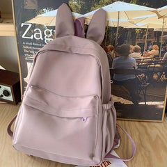 Rabbit Ear Decor Large Capacity Backpack Nylon Durable Lightweight School Bag