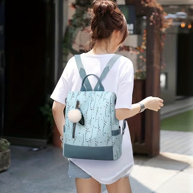 Flower Pattern Backpack Purse Shoulder Bag Ethnic Style Travel Rucksack