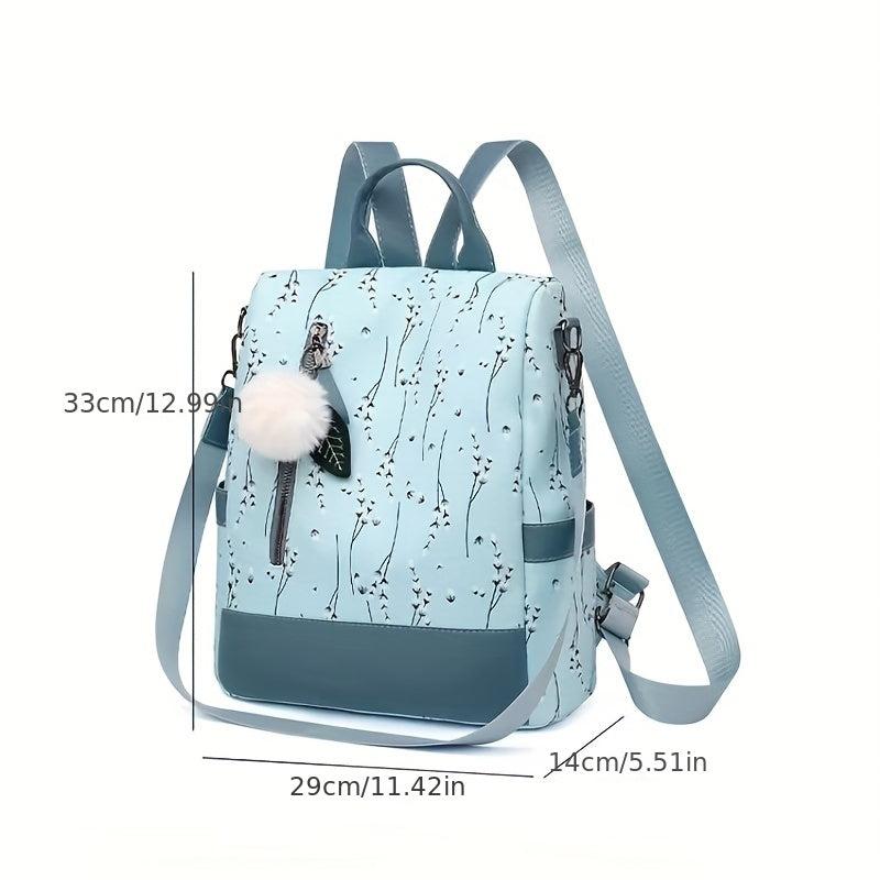 Flower Pattern Backpack Purse Shoulder Bag Ethnic Style Travel Rucksack