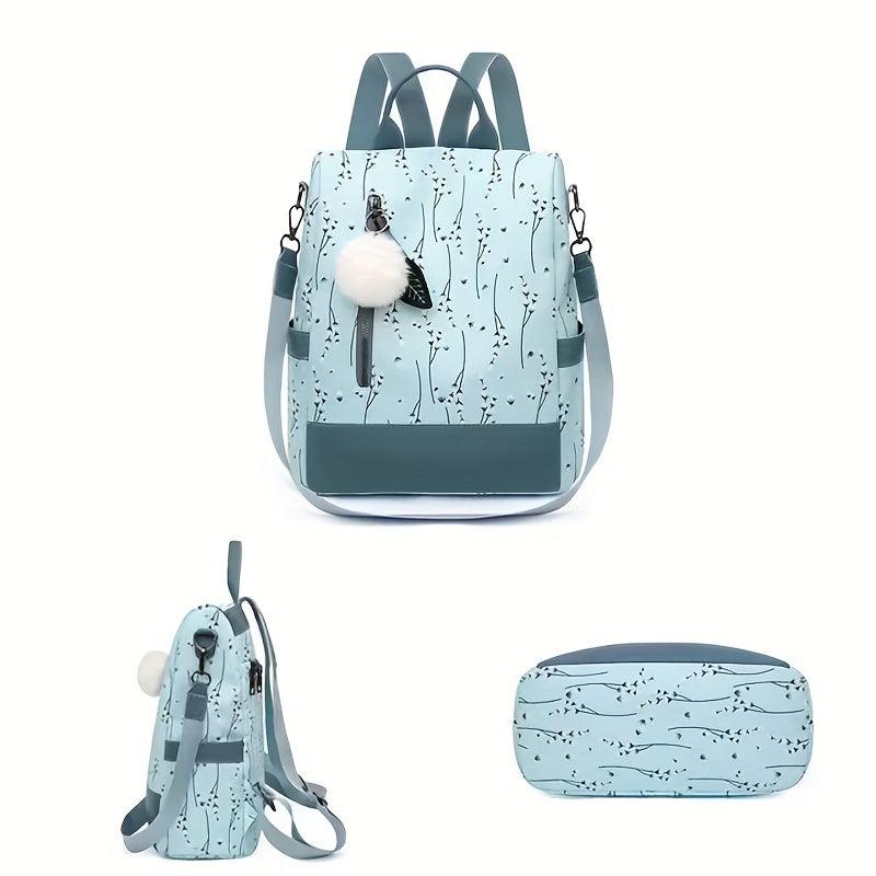 Flower Pattern Backpack Purse Shoulder Bag Ethnic Style Travel Rucksack