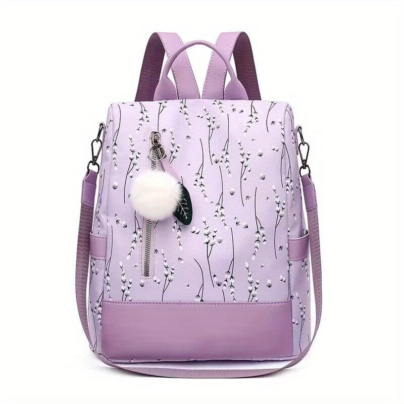 Flower Pattern Backpack Purse Shoulder Bag Ethnic Style Travel Rucksack