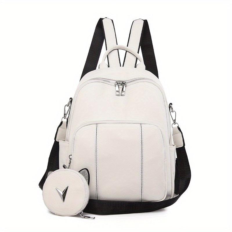 Preppy Style Solid Backpack with Coin Purses