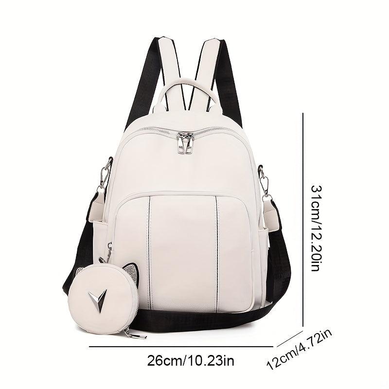Preppy Style Solid Backpack with Coin Purses