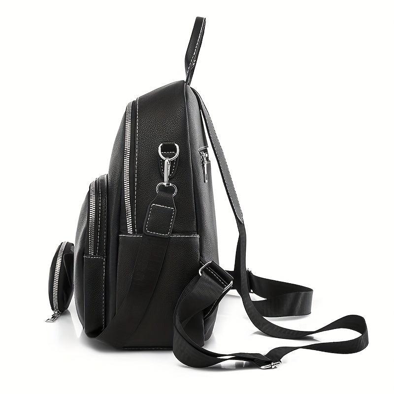 Preppy Style Solid Backpack with Coin Purses