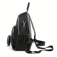 Preppy Style Solid Backpack with Coin Purses