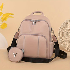 Preppy Style Solid Backpack with Coin Purses