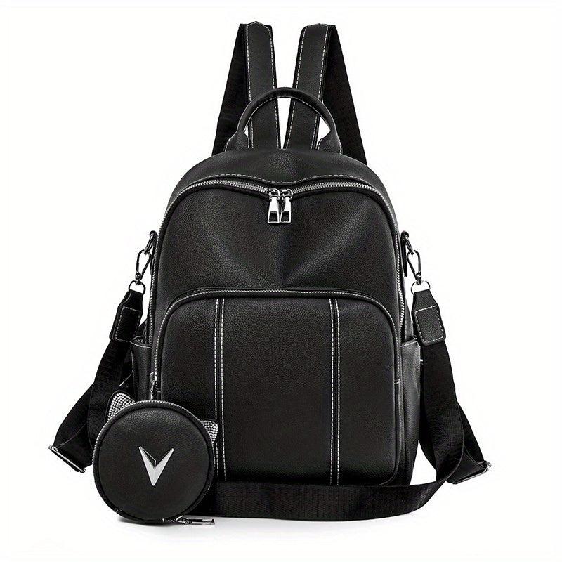 Preppy Style Solid Backpack with Coin Purses