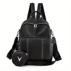 Preppy Style Solid Backpack with Coin Purses
