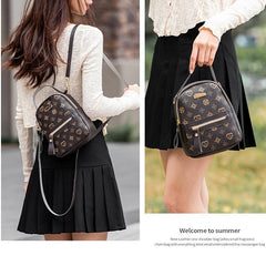 Geometric Graphic Hand Backpack Women's Zipper Top Handle Purse