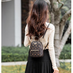 Geometric Graphic Hand Backpack Women's Zipper Top Handle Purse