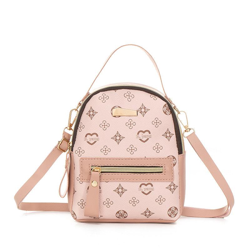 Geometric Graphic Hand Backpack Women's Zipper Top Handle Purse