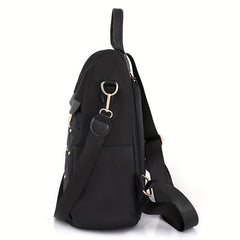 Argyle Embroidery Backpack Purse Two way Shoulder Bag Studded Travel Schoolbag