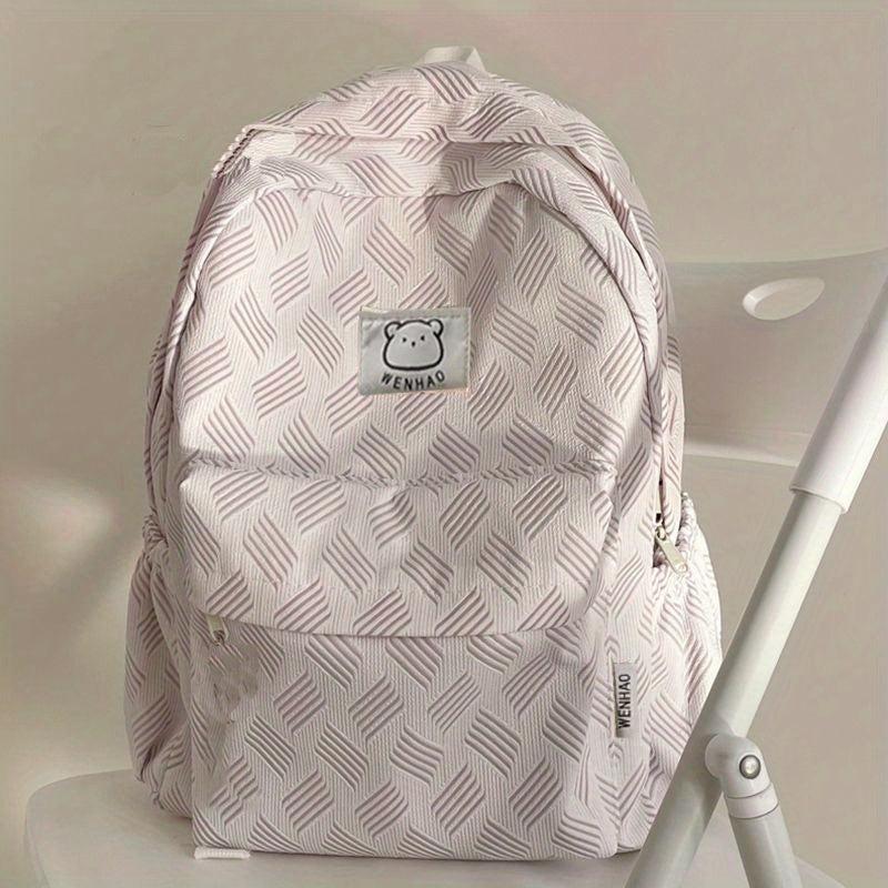 Striped Cartoon Backpack Nylon Durable School Travel Bag