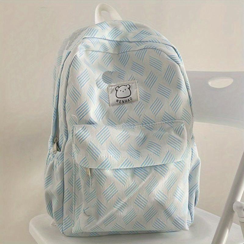 Striped Cartoon Backpack Nylon Durable School Travel Bag